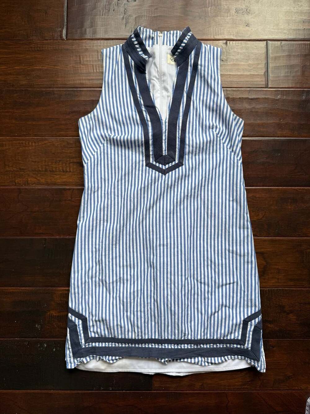 Eliza J Blue and White Striped Sleeveless Tunic Dress Size 2